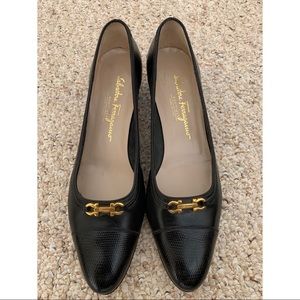 Salvatore Ferragamo Black Patent Leather Pumps